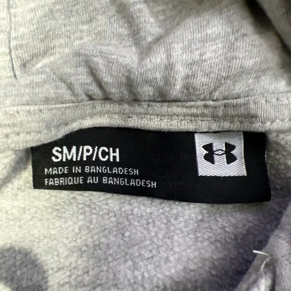 Under‎ Armour Hoodie Mens Small Gray Pullover Fleece Athletic Loose Center Logo - Picture 2 of 6